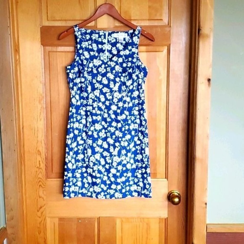 Blue Floral Sleeveless Shift Dress Petite